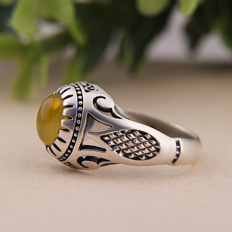 انگشتر نقره مردانه مدل عقیق کد MR0051