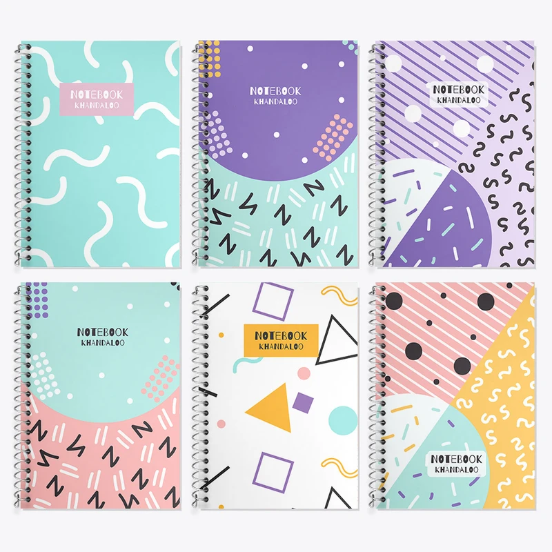 دفتر زبان 50 برگ خندالو مدل دو خط طرح فانتزی کیوت کد 165 مجموعه 6 عددی