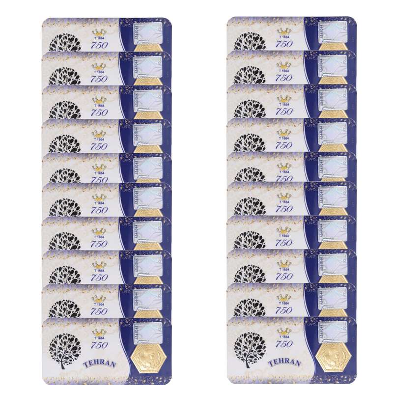 طلا گرمی 18 عیار سین سان مدل پارسیان تهران مدل SN12 مجموعه 20 عددی طلا گرمی 18 عیار سین سان مدل پارسیان تهران مدل SN12 مجموعه 20 عددی