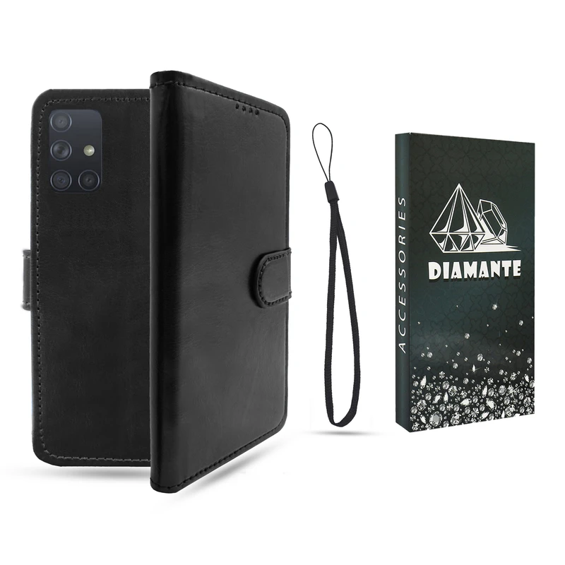 کیف کلاسوری دیامانته مدل Kif_1 Bk مناسب برای گوشی موبایل سامسونگ Galaxy A71 به همراه بند آویز
