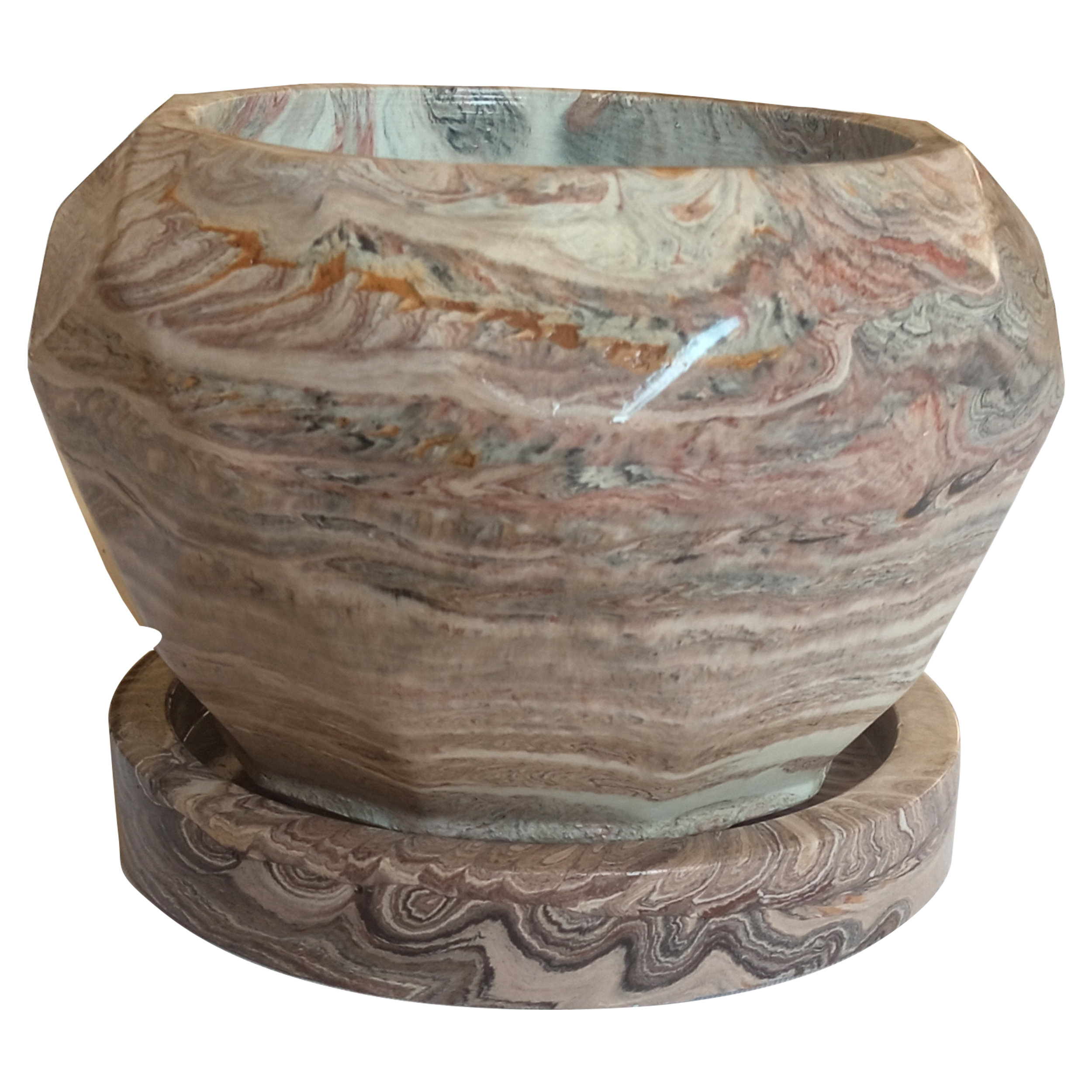 گلدان سنگی مدل میلاد به همراه زیرگلدانی