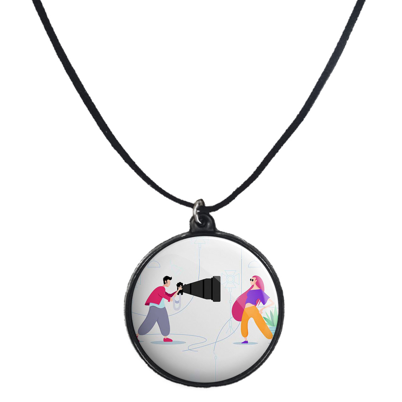 گردنبند پرمانه طرح عکاس کد pmb.12697 مدل دو طرفه