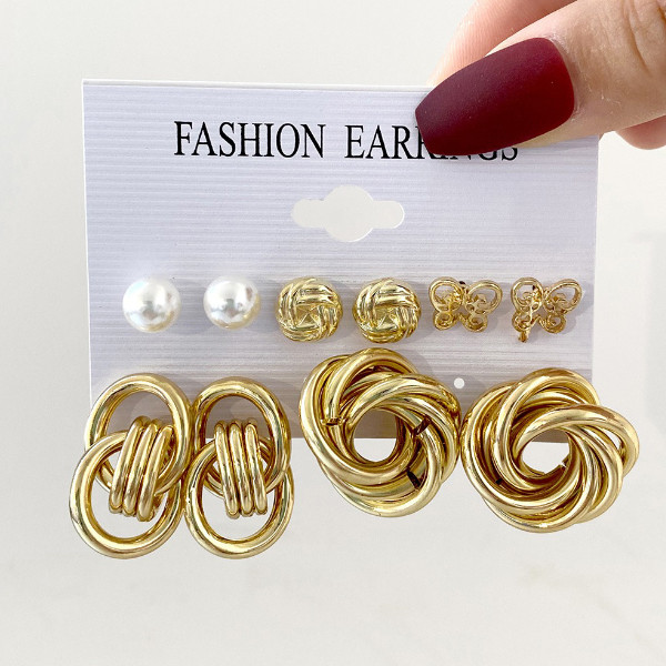 گوشواره دخترانه مدل پیچی بسته 5 عددی