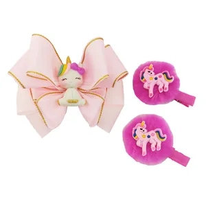 گیره مو دخترانه مدل یونیکورن اسب تکشاخ کد P06 بسته 3 عددی