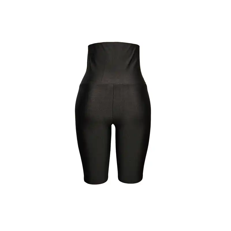 شلوارک ورزشی زنانه رویین تن مدل براق کمر گن دار رنگ مشکی