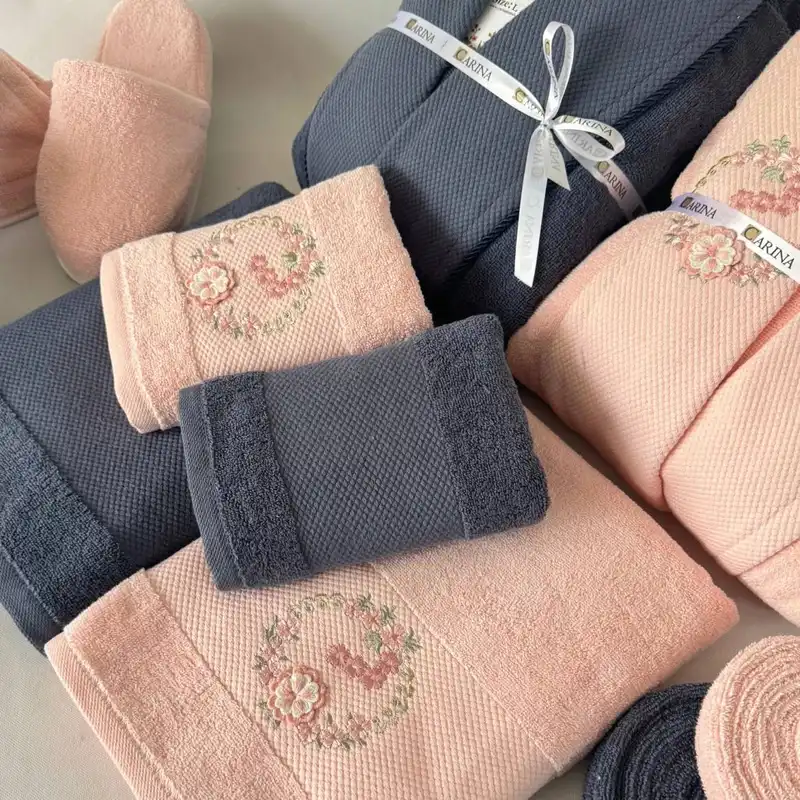 سرویس حوله پالتویی 8 تکه کارینا مدل گلتوس کد 01