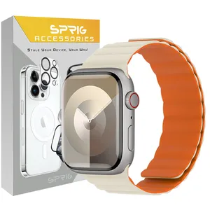 بند اسپریگ مدل Silicone Magnetic Link BK مناسب برای اپل واچ سری 7/8/9 سایز 45 میلی متری