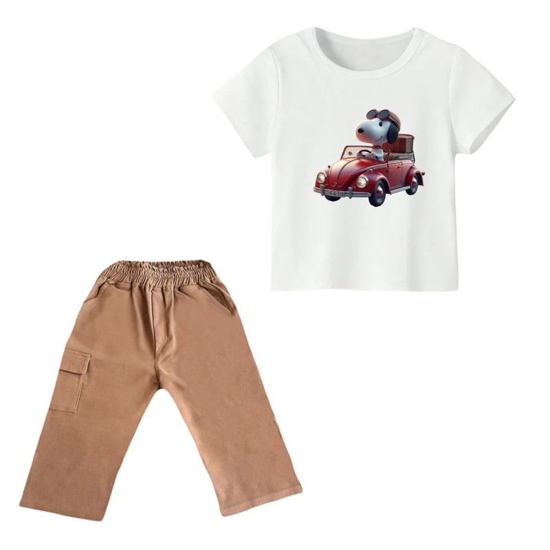 ست تی شرت و شلوارک پسرانه مدل اسنوپی کد ۹۱