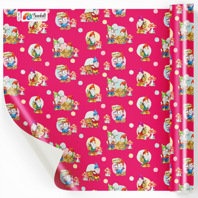 کاغذ کادو صدفی طرح کوتوله ها بسته 5 عددی