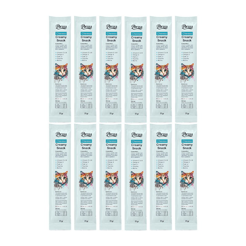 بستنی گربه پرسا مدل Cheese وزن 20 گرم بسته 12 عددی
