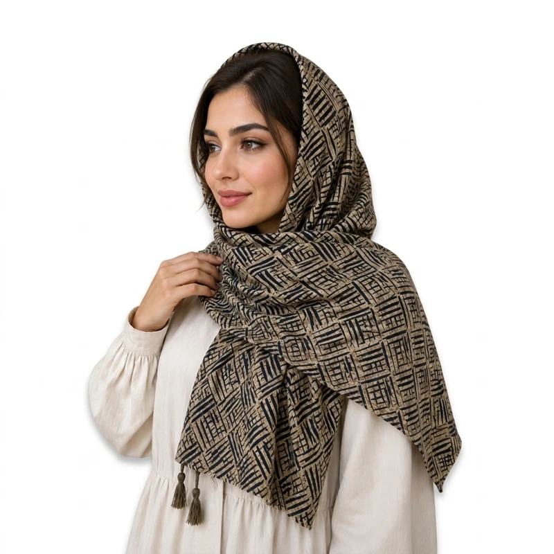 شال زنانه طرحدار مدل خطی کد ۱۰۰۲