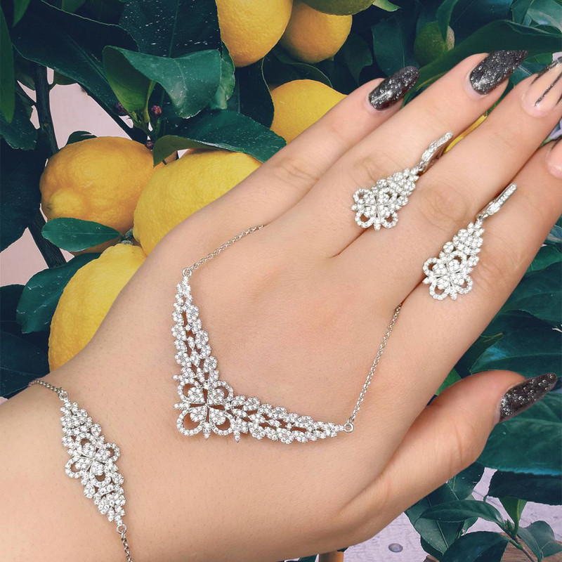 نیم ست نقره زنانه مدل تاج فلاور NSH096