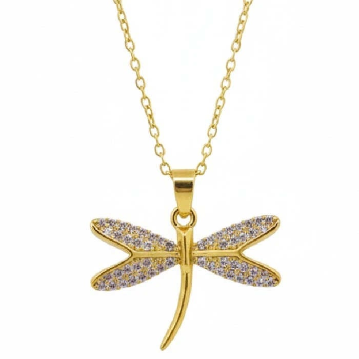 گردنبند زنانه مدل برلیان طرح سنجاقک کد ۴۵۹۹