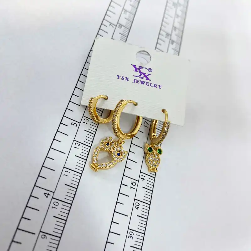 گوشواره زنانه وای اس ایکس مدل جغد کد E3564 مجموعه 3 عددی