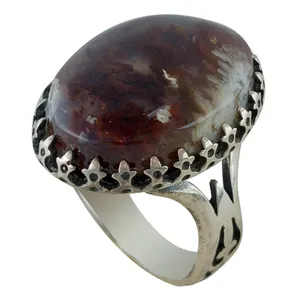 انگشتر نقره مردانه ملک زیور مدل عقیق شجر کد 1203