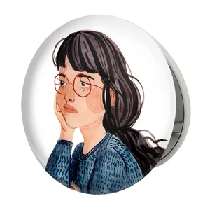 آینه جیبی خندالو طرح دخترونه مدل تاشو کد 6031 