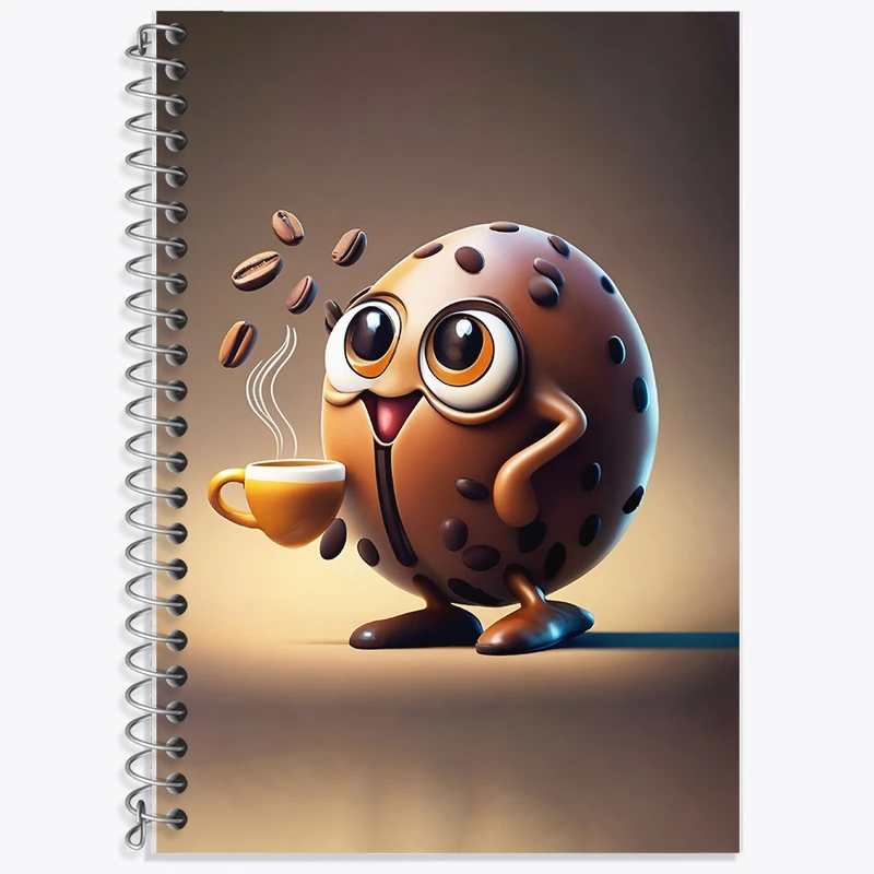 دفتر زبان 50 برگ خندالو مدل سه خط طرح دانه ی کیوت قهوه کد F5923