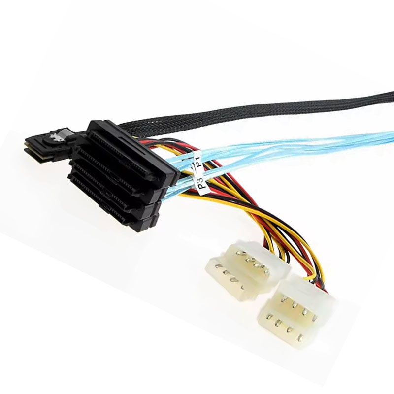 کابل تبدیل Mini SAS SFF-8087 به 4 پورت SFF-8482 29-Pin با برق 4 پین اسمارطور مدل SM91 طول 1 متر
