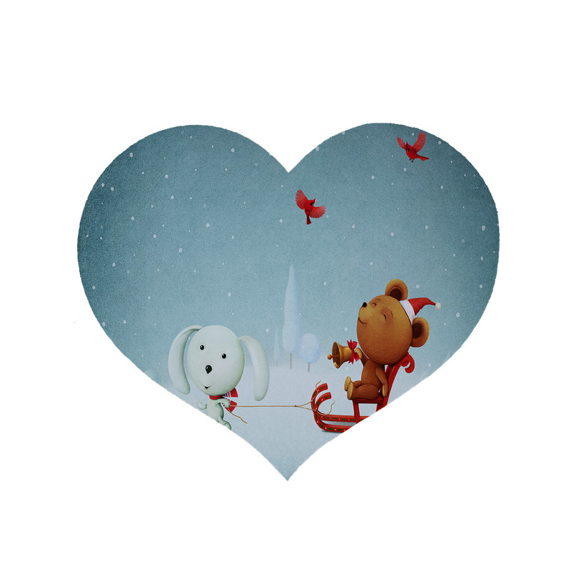 پادری مدل قلب طرح خرس کد 6040 سایز 90x90 سانتی متر 