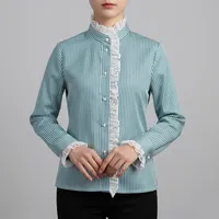 شومیز آستین بلند یقه ایستاده زنانه مدل لادن