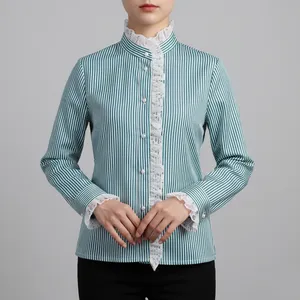 شومیز آستین بلند یقه ایستاده زنانه مدل لادن