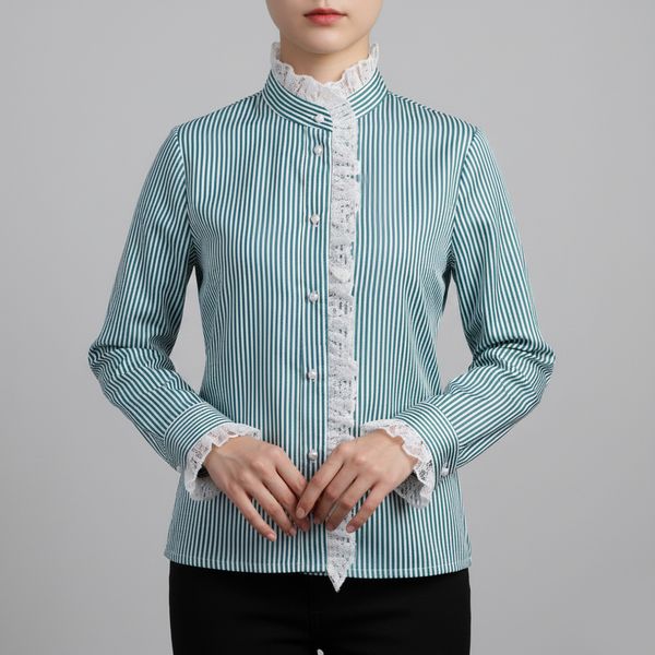 شومیز آستین بلند یقه ایستاده زنانه مدل لادن