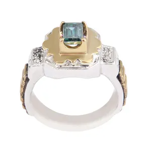 انگشتر نقره مردانه بازرگانی میلادی مدل سنگ موزانایت کد AM_2550