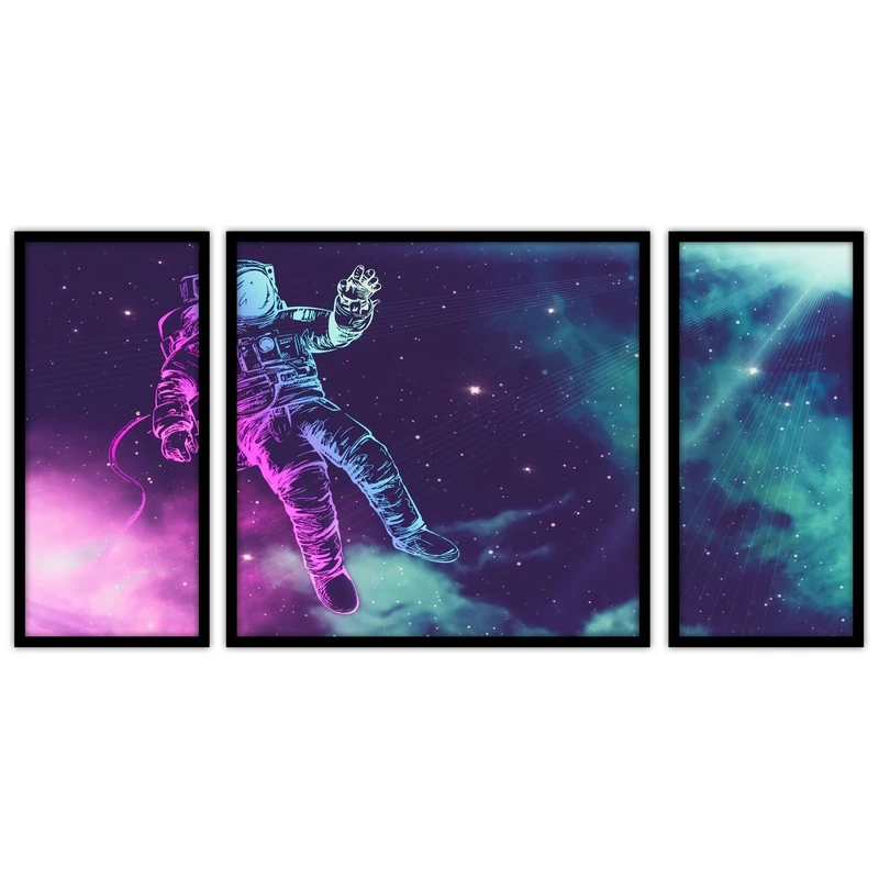 تابلو بکلیت طرح فضانورد کهکشان و فضا مدل B-bu3143 مجموعه 3 عددی