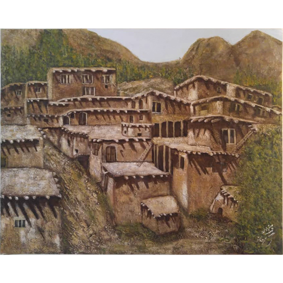 تابلو نقاشي اکریلیک طرح روستا کد 03