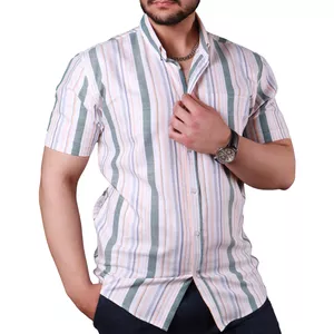 پیراهن آستین کوتاه مردانه مدل پنبه خطی