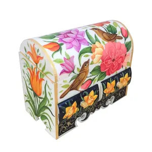 جعبه جواهرات استخوانی طرح گل و مرغ کد B 307