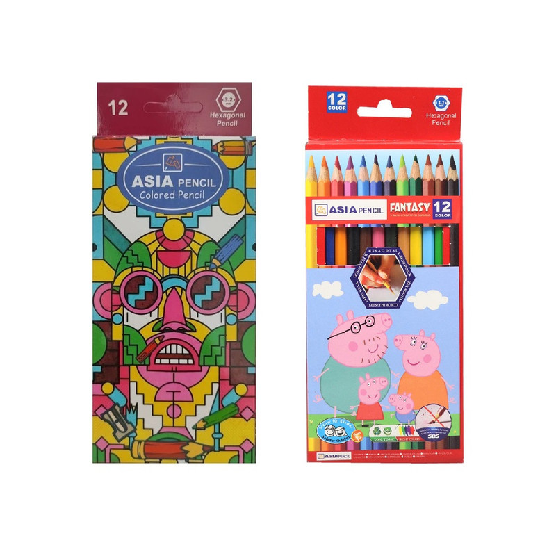 مداد رنگی 12 رنگ آسیا مدل double12 کد 007 بسته 2 عددی