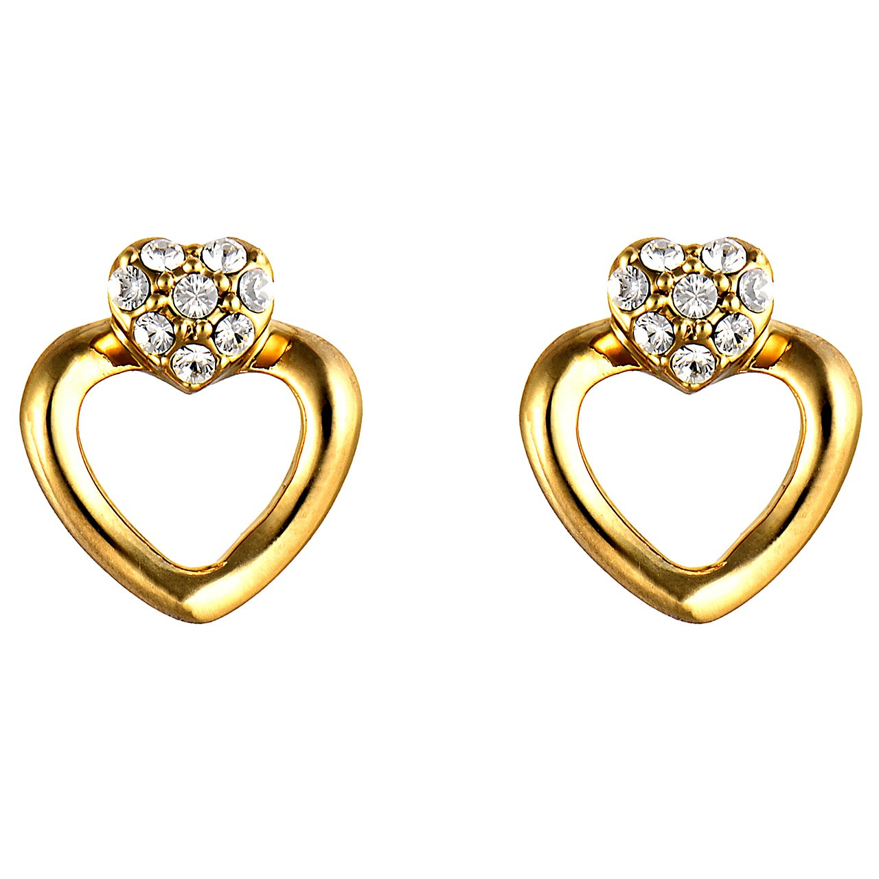 گوشواره میخی الیور وبر مدل Cuore Gold Crystal 22181G