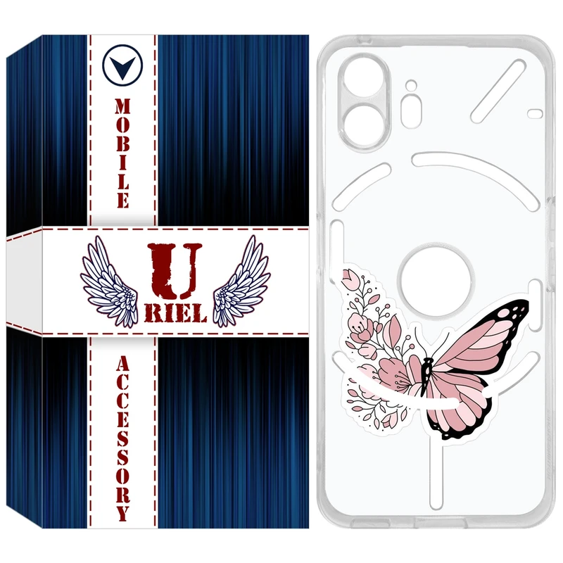 کاور یوریل مدل Clear کد 98 طرح پروانه مناسب برای گوشی موبایل ناتینگ فون Nothing Phone 2