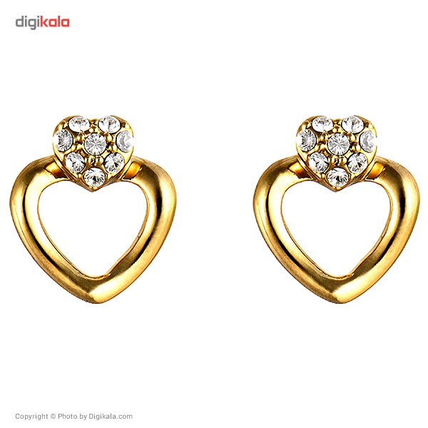 گوشواره میخی الیور وبر مدل Cuore Gold Crystal 22181G