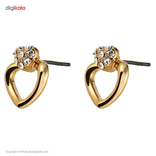 گوشواره میخی الیور وبر مدل Cuore Gold Crystal 22181G