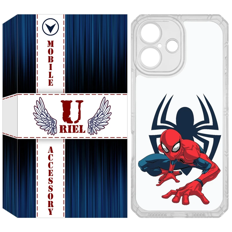 کاور یوریل مدل Clear کد 75 طرح اسپایدرمن مناسب برای گوشی موبایل اپل iPhone 16