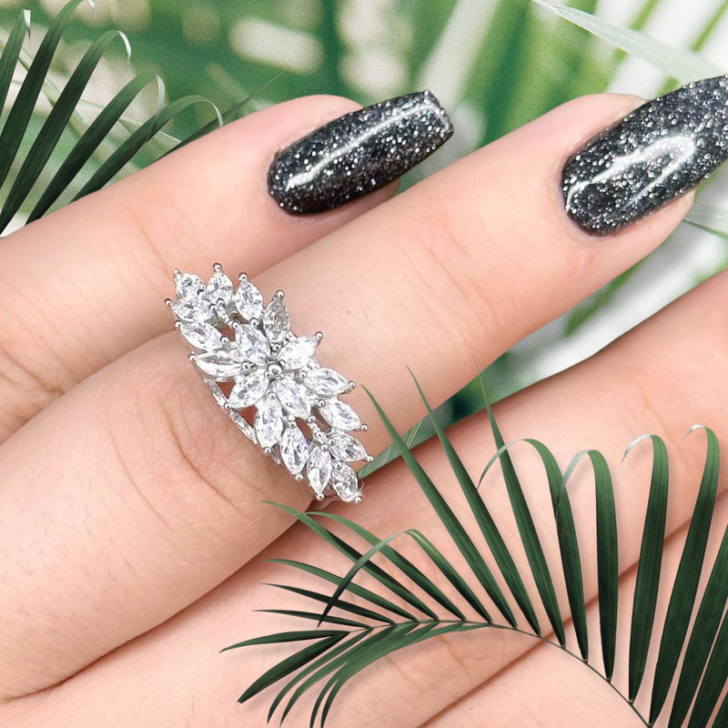 انگشتر نقره زنانه مدل باگت دار کد NSH-103