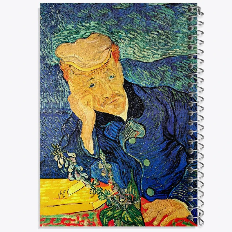 دفتر شطرنجی 50 برگ خندالو طرح زبان پرتره دکتر گاشه اثر ونسان ونگوگ کد 25447