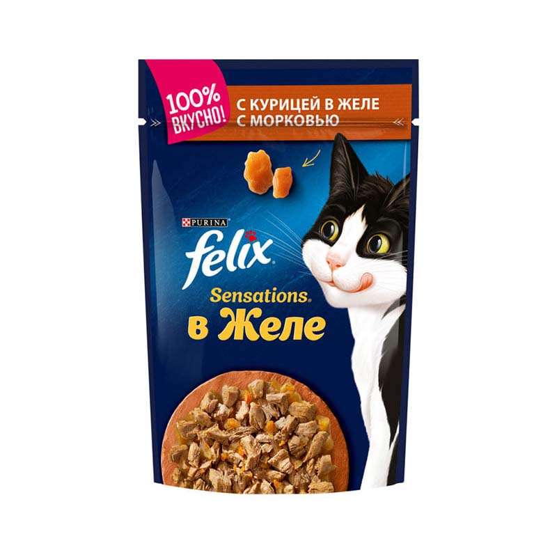 غذای پوچ گربه فلیکس مدل مرغ و هویج وزن 890 گرم