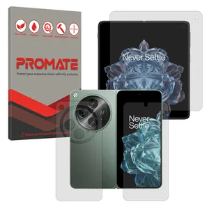 Promate Resistant model transparent screen protector suitable for OnePlus Open mobile phone along with back protector