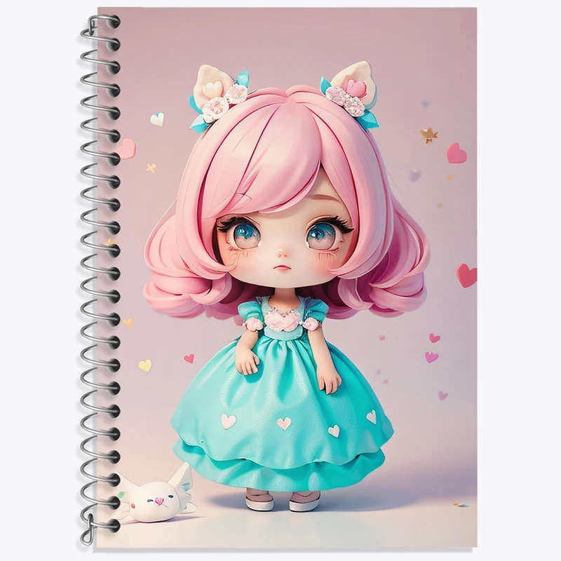 دفتر زبان 50 برگ خندالو مدل سه خط طرح دخترانه (Girlish) کد 36867