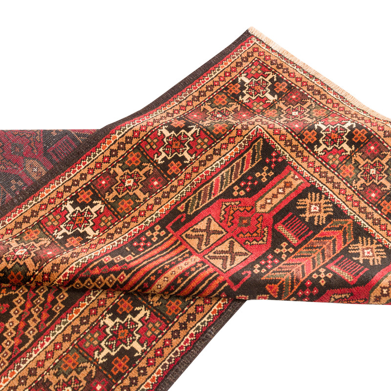 فرش دستبافت کناره طول سه متر مدل نقشه بلوچ  کد 33.1854