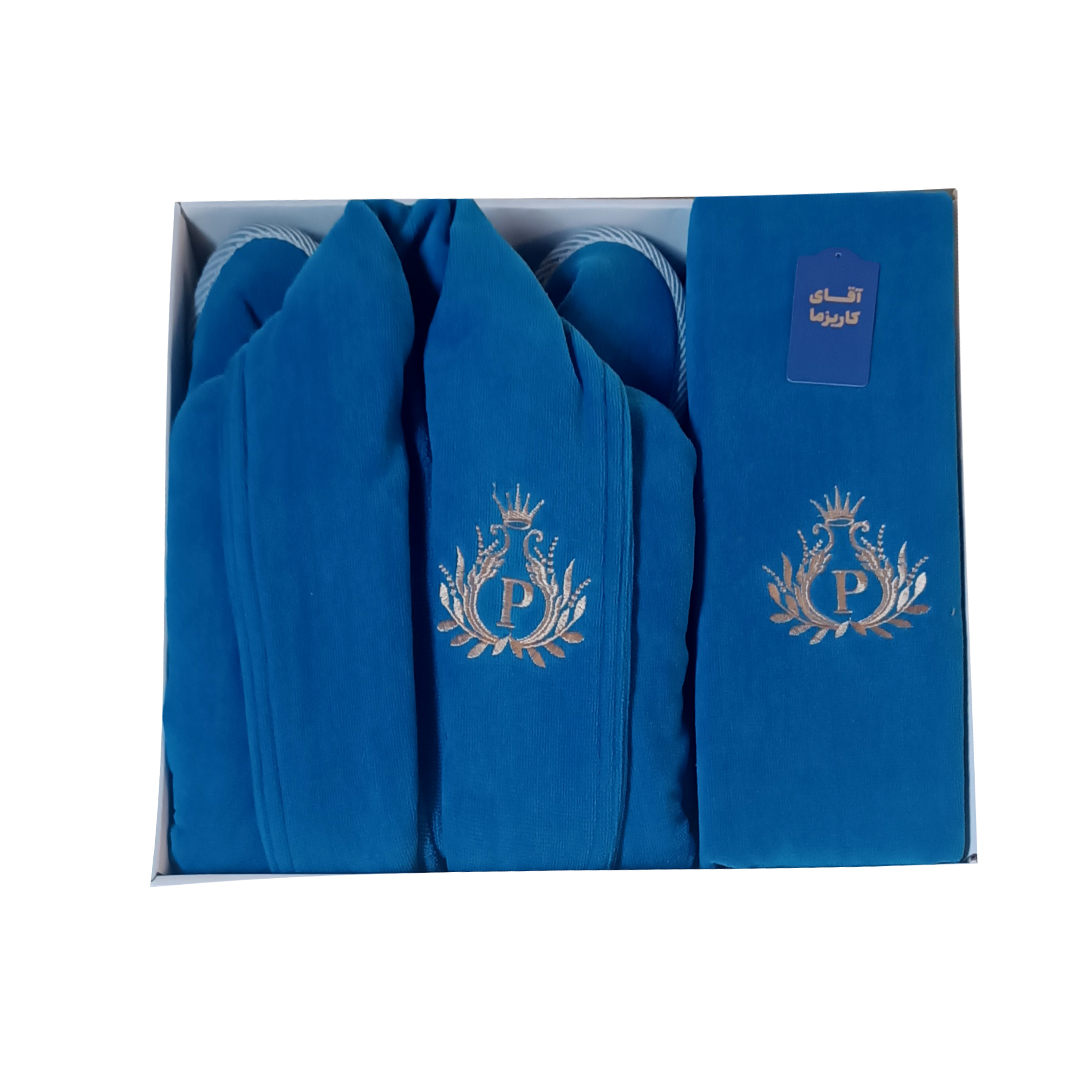 سرویس حوله پالتویی 3 تکه آقای کاریزما مدل فلور کد 1 سایز 125