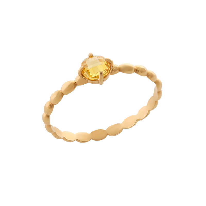 انگشتر طلا 18 عیار زنانه هور گالری مدل گندم نگین کد ACR202  سایز 56