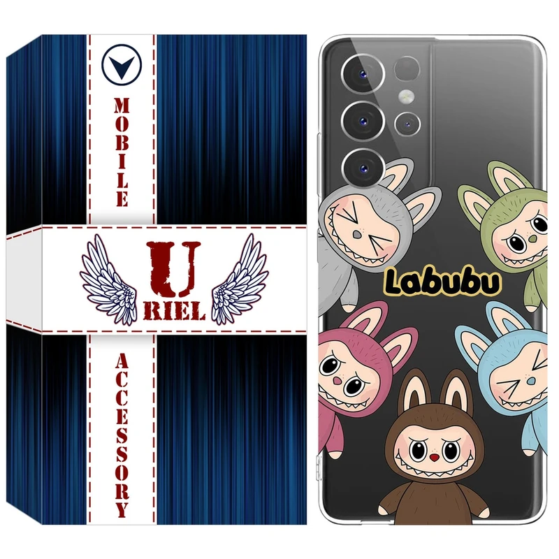 کاور یوریل مدل Clear کد 102 طرح لبوبو Labubu مناسب برای گوشی موبایل سامسونگ Galaxy S21 Ultra