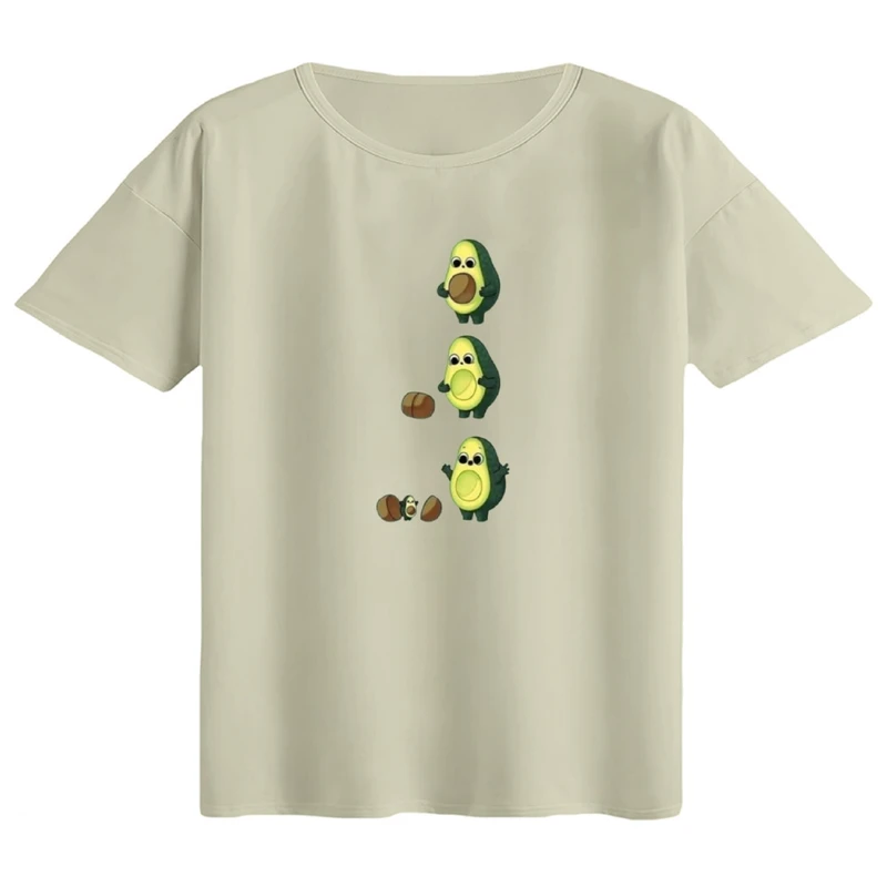 تی‌شرت اورسایز آستین کوتاه زنانه مدل باکسی طرح آووکادو باردار