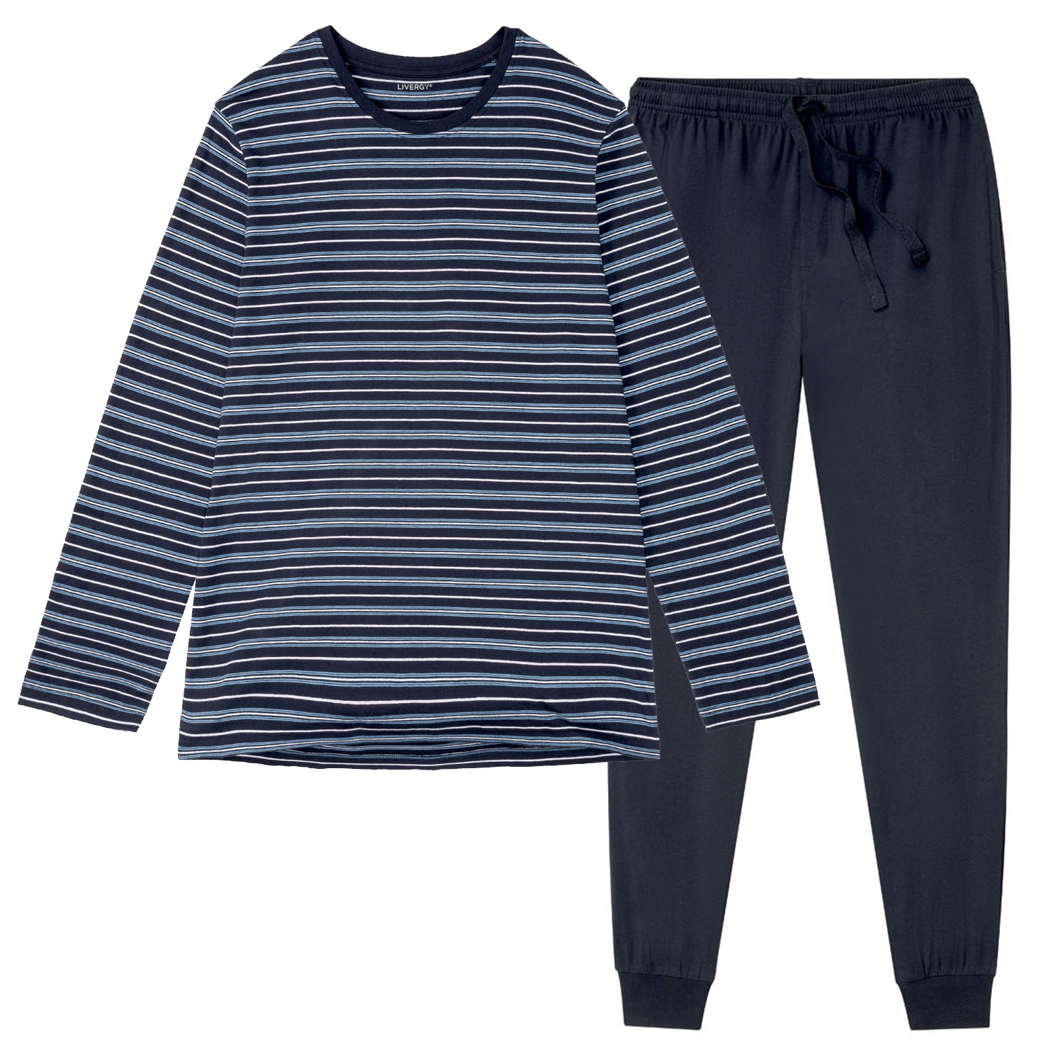 ست تی شرت و شلوار مردانه لیورجی مدل پرستیژ راه راه کد Prestig2022RR رنگ آبی