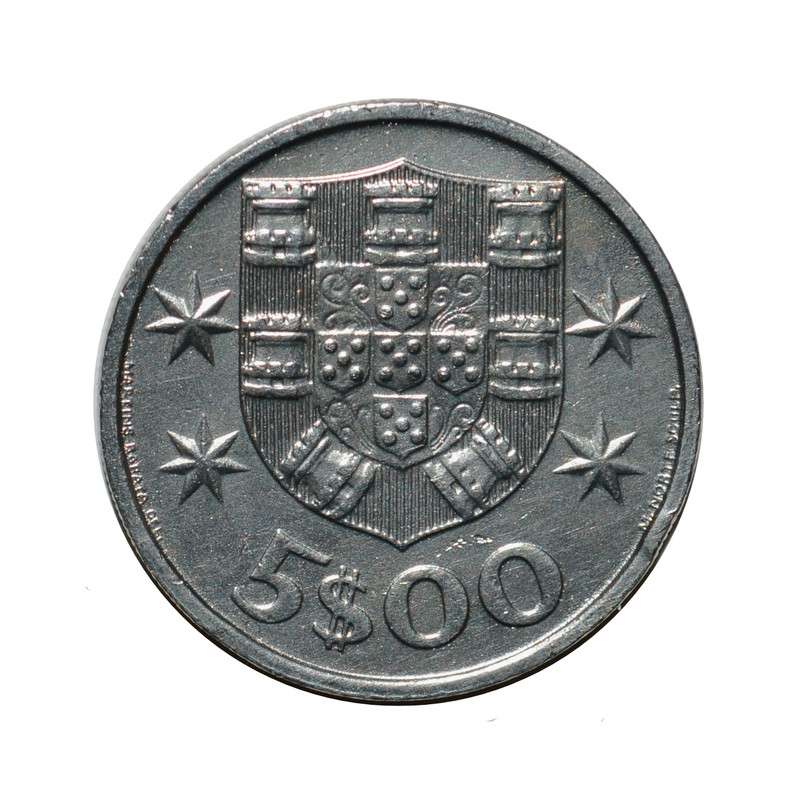 سکه تزیینی طرح کشور پرتغال مدل 5 اسکودو 1980 میلادی