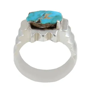 انگشتر نقره مردانه بازرگانی میلادی مدل سنگ فیروزه طبیعی نیشابور رکاب دست ساز کد AM_1628